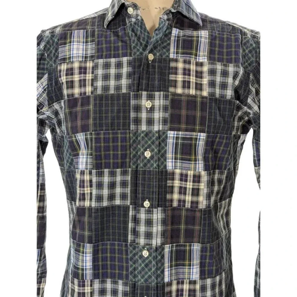 Polo Ralph Lauren Mens Patchwork Plaid Regent Classic Fit Button Down Shirt Sz S